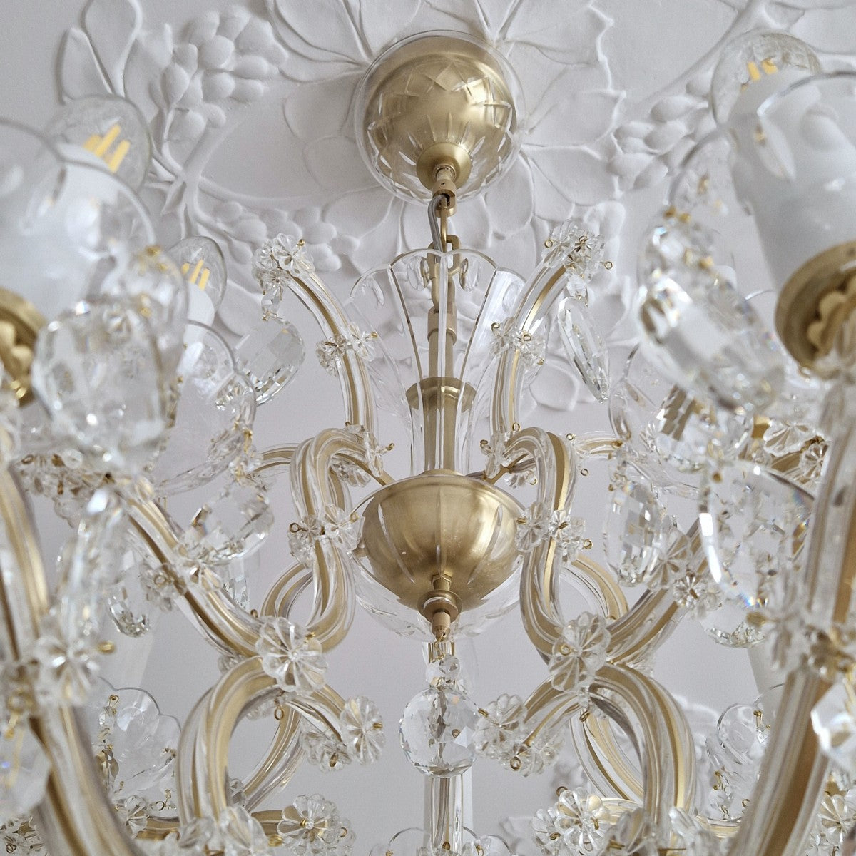 Close-up of a ornate chandelier with intricate details
