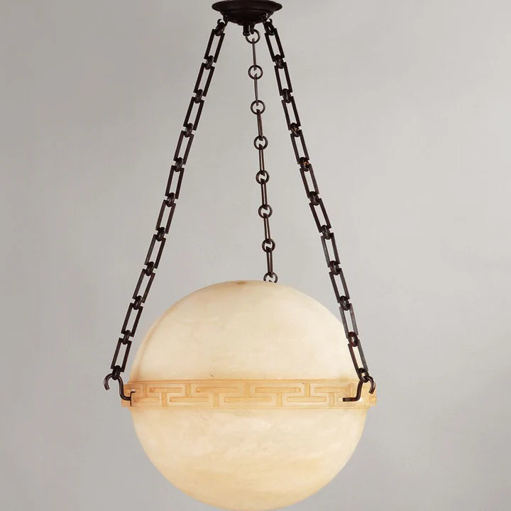 Modern Alabaster Ball Globe Pendant