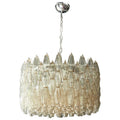 Spherical Murano Glass Poliedri Clear Drum Chandelier