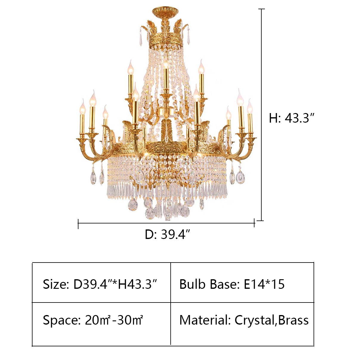 Stunning Oversized Luxury Golden Metal Candle Crystal Tassel Chandelier For High-ceiling Staircase/Entryway/Living/Meeting Room-MEET LIGHTING