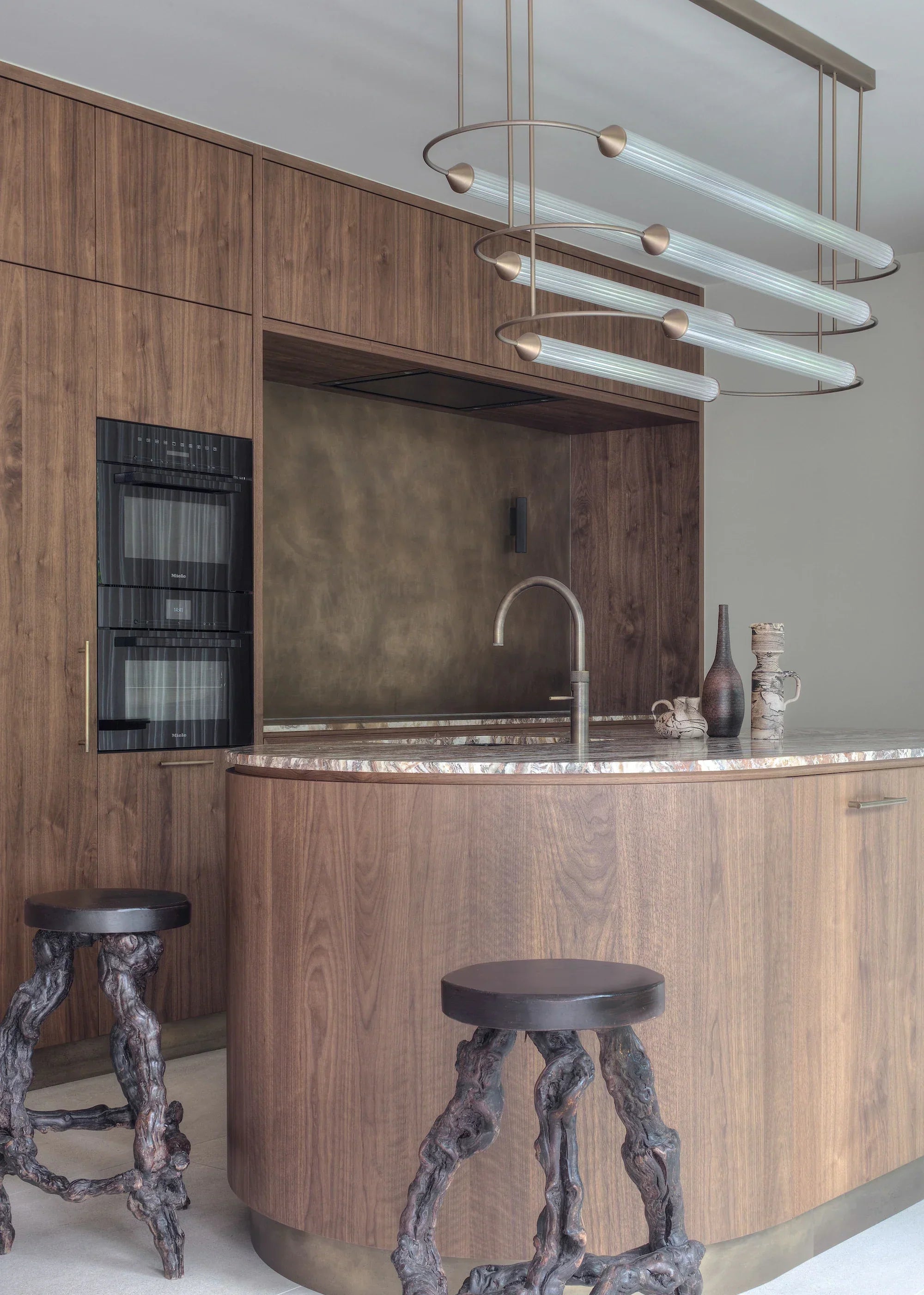 Minimalism Brass Ellipse Horizontal LED Chandelier for Kitchen Island/Dining Room-MEET LIGHTING