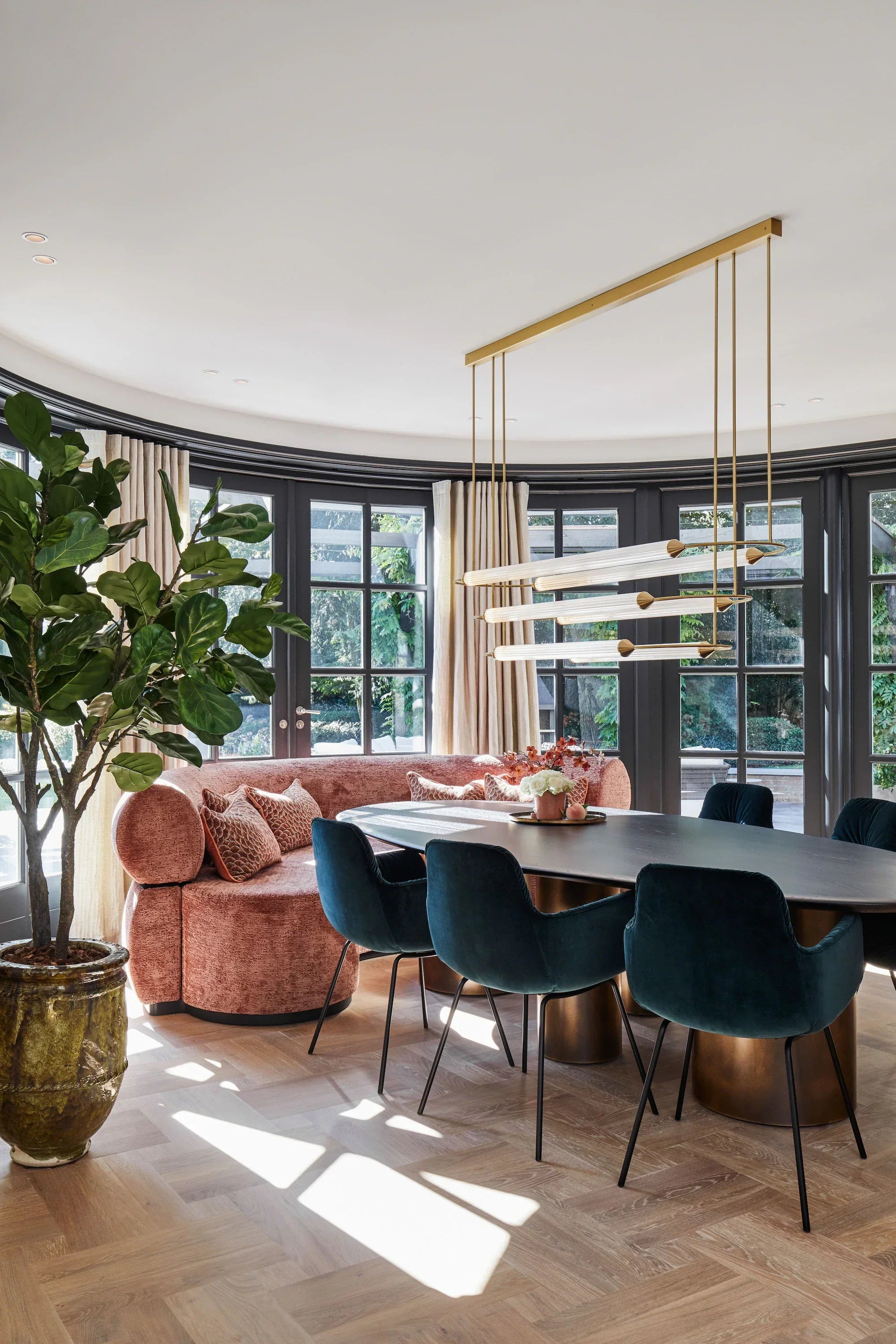 Minimalism Brass Ellipse Horizontal LED Chandelier for Kitchen Island/Dining Room-MEET LIGHTING