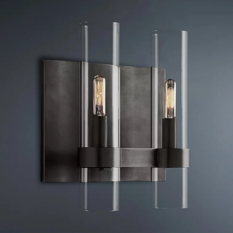Ravelle Glass Shaded Double Wall Sconce Wall Lamps For Bedroom