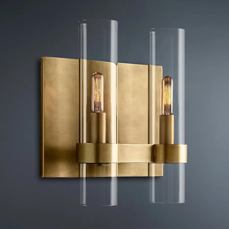 Ravelle Glass Shaded Double Wall Sconce Wall Lamps For Bedroom