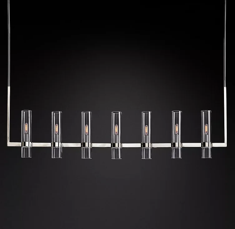 Ravelle Glass Shaded Modern Linear Chandelier 59"