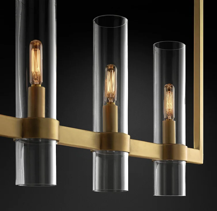 Ravelle Glass Shaded Modern Linear Chandelier 59"