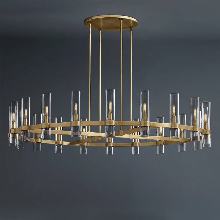 Ravelle Glass Shaded Modern Round Chandelier 60"