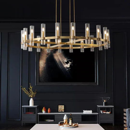 Ravelle Glass Shaded Modern Round Chandelier 60"