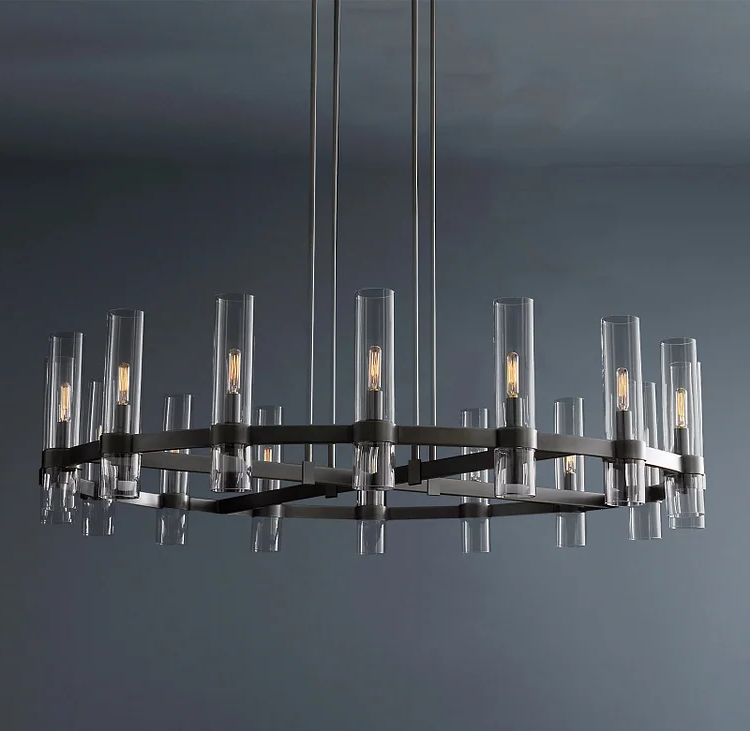 Ravelle Glass Shaded Modern Round Chandelier 48"