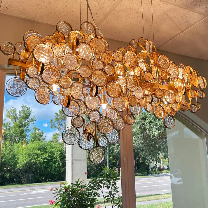 Trento Clustered Glass Linear Chandelier 55"