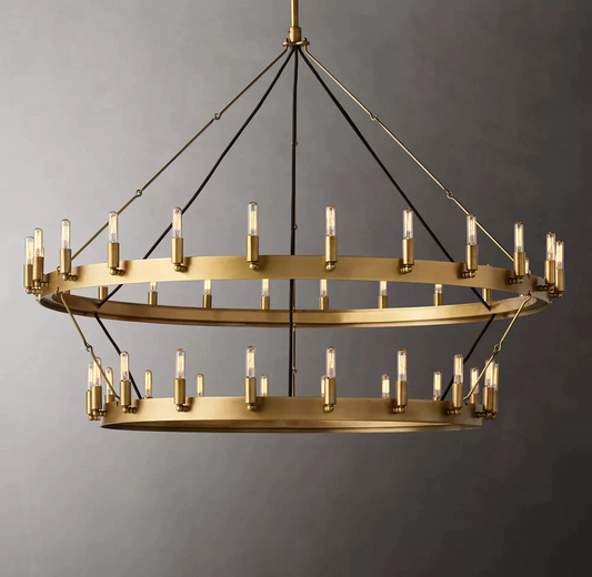 Camilo Vintage Filament Two-Tier Round Chandelier 38"