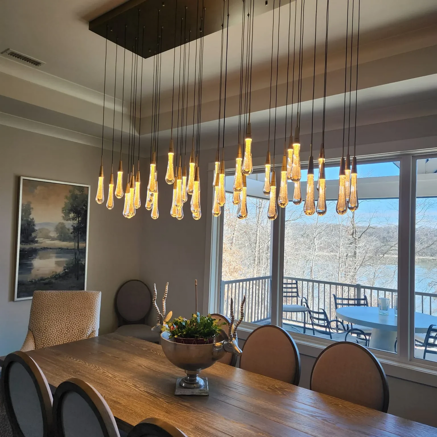 SOLITAIRE LINEAR CHANDELIER 70"W 50"W