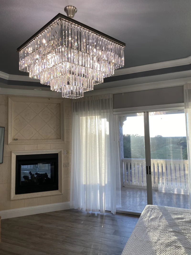 Odeom 7-Layer Crystal Square Chandelier 47"