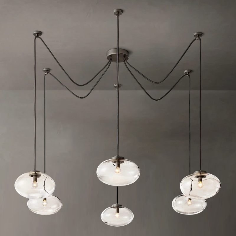 Cabrette Clear Glass Suspended Chandelier 84"