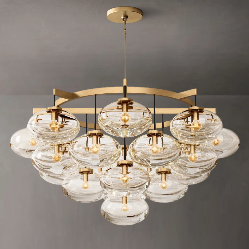 Cabrette Clear Glass Round Chandelier 48"