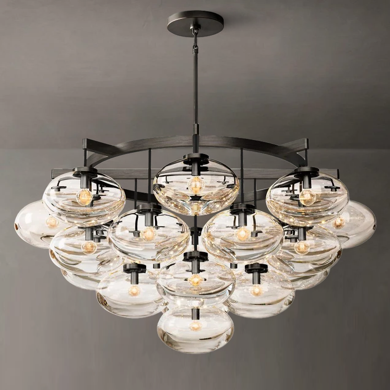 Cabrette Clear Glass Round Chandelier 48"