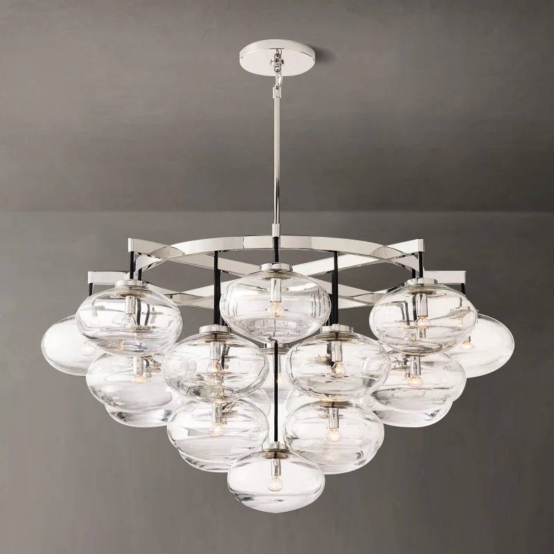 Cabrette Clear Glass Round Chandelier 48"