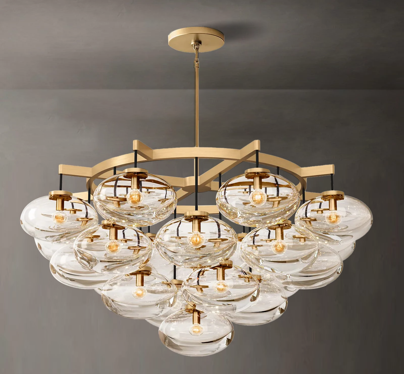 Cabrette Clear Glass Round Chandelier 48"