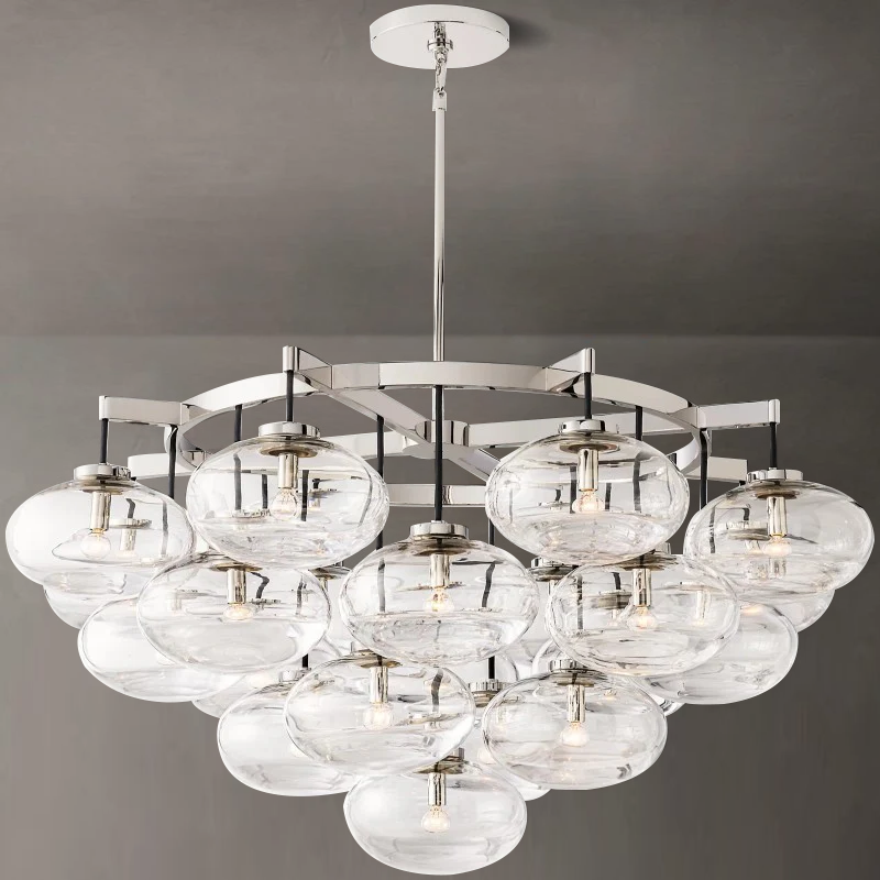 Cabrette Clear Glass Round Chandelier 48"