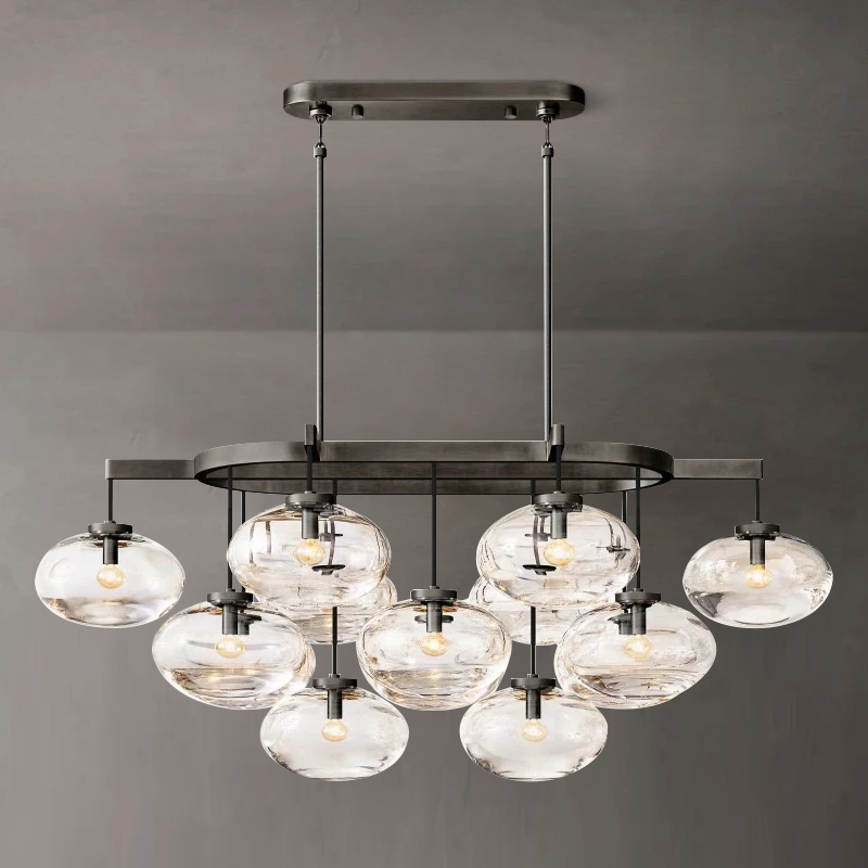 Cabrette Clear Glass Linear Chandelier 54"