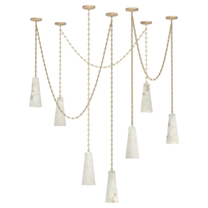 Luccas Alabaster 15 Light Chandelier with Adjustable Brass/Black Chain
