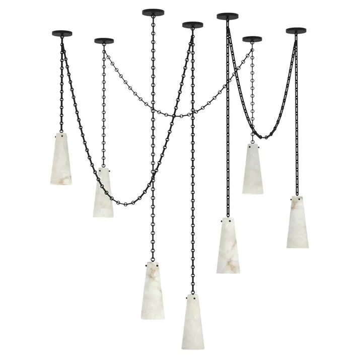 Luccas Contemporary Alabaster Chandelier, 7 Light Pendant Light