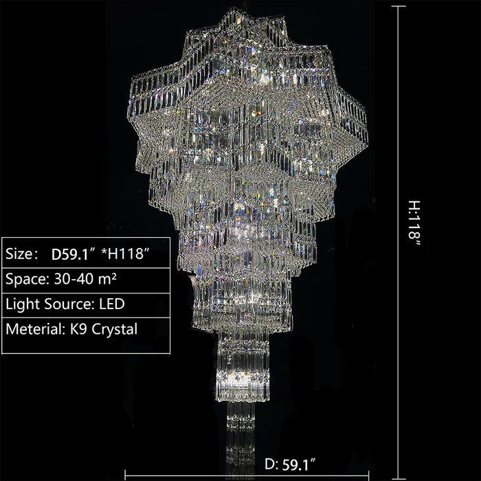 Luxury Extra Large Plaza Multi-Tier Crystal Chandelier For Hotel Hall / 2 Story Foyer / High Ceiling Living Room-MEET LIGHTING