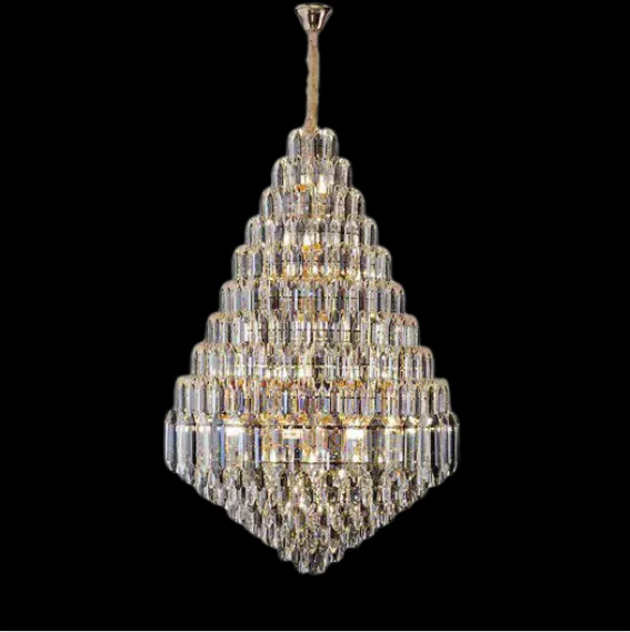 Luxury Multi-tiered Honeycomb Crystal Chandelier for High-ceiling-MEET LIGHTING