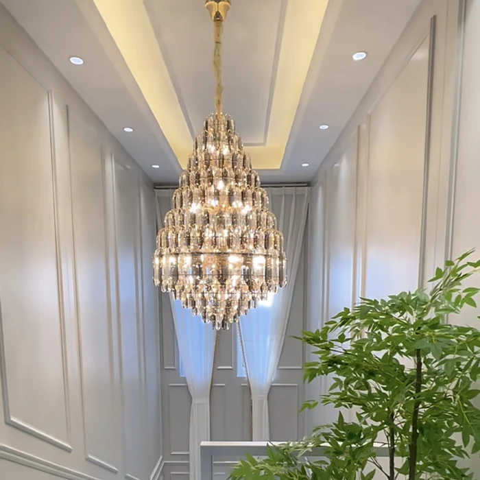 Luxury Multi-tiered Honeycomb Crystal Chandelier for High-ceiling-MEET LIGHTING