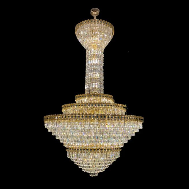 Luxury Extra Large Conical Funnel Crystal Chandelier with Sapphire for High-celling-MEET LIGHTING