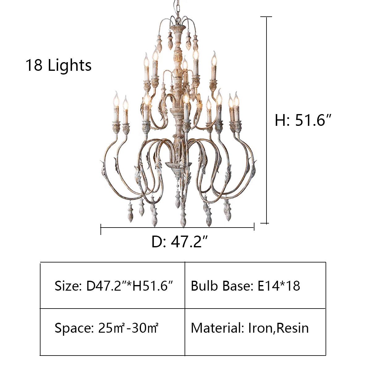 French Vintage Candle Chandelier for Living Room/Bedroom-MEET LIGHTING