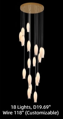 Modern White Ceramic Elegant Tulip Flower Chandelier For Foyer/Staircase-MEET LIGHTING