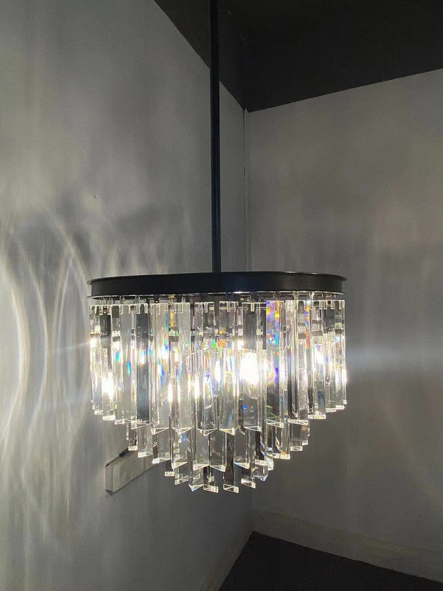 1920s Odem 3-Layer Crystal Square Chandelier 22"