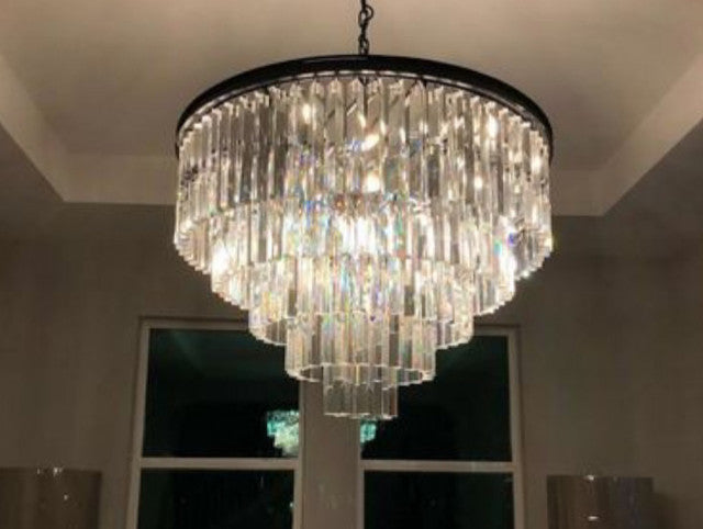 1920s Odem 5-Layer Crystal Round Chandelier 32"