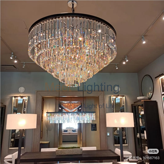 1920s Odeon 5-Layer Crystal Round Chandelier 32"