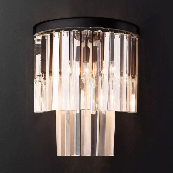 1920s Odeon Crystal Art Deco Wall Sconce