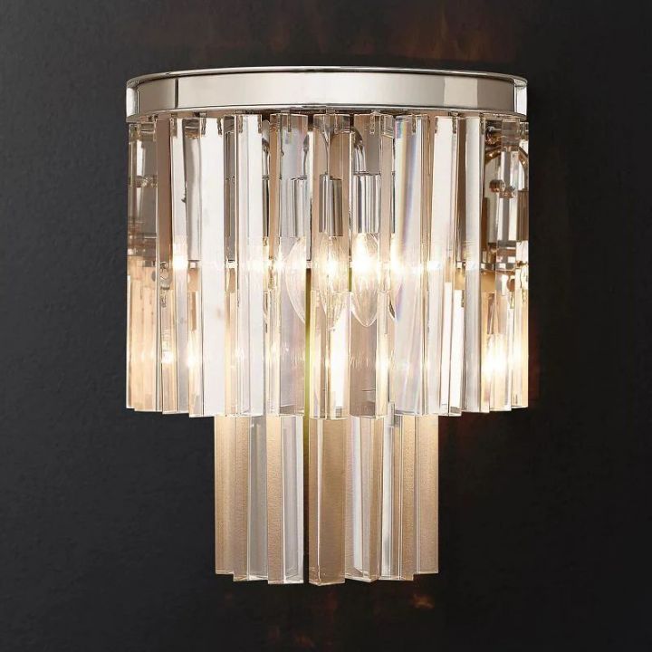 1920s Odeon Crystal Art Deco Wall Sconce
