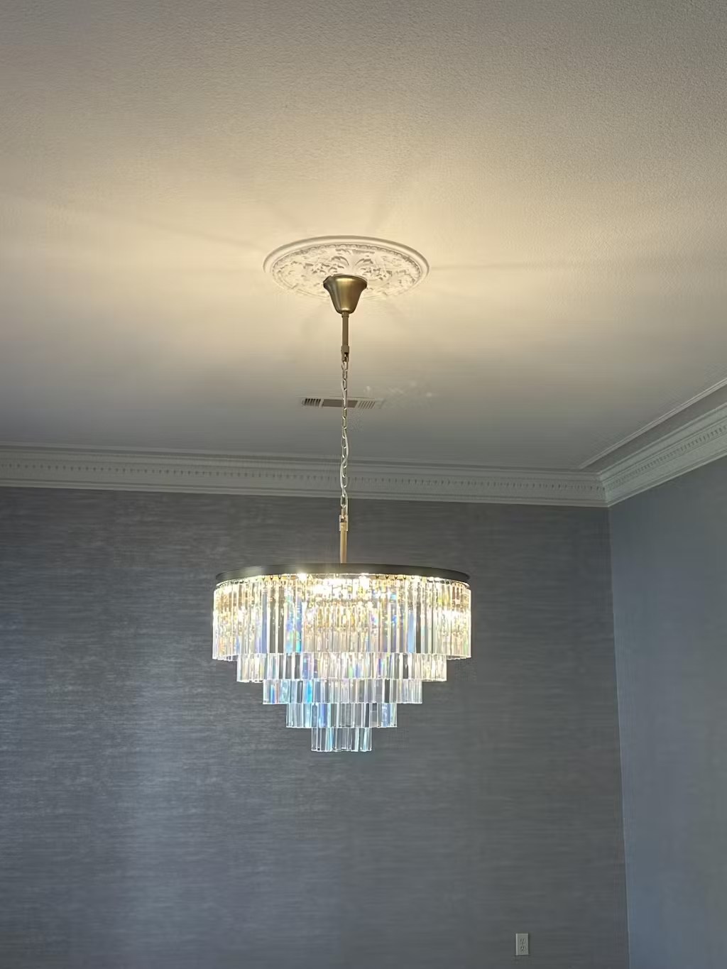 1920s Odeon Crystal Art Deco Round Chandelier 32"
