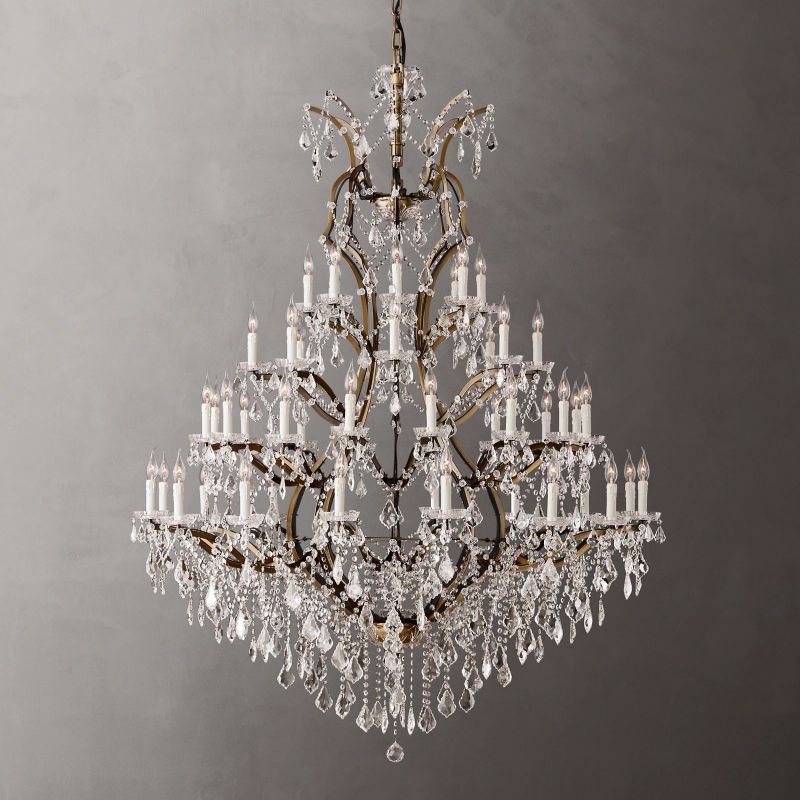 19TH Crystal Rococo Round Chandelier 60" 72"