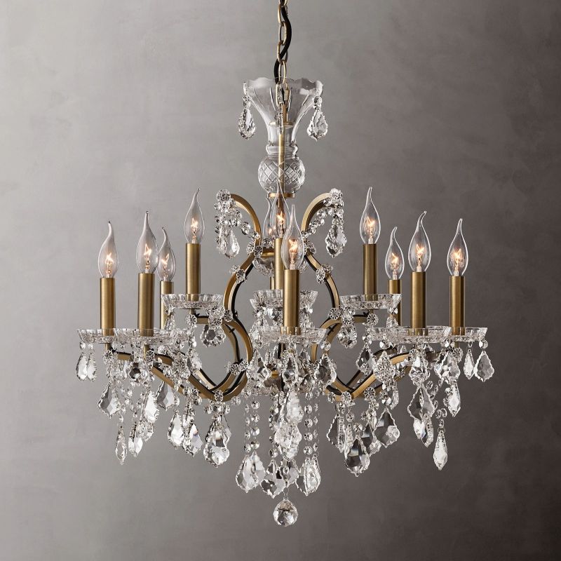 19TH Rococo Crystal Round Chandelier 28"-MEET LIGHTING