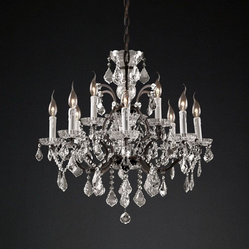 19TH Rococo Crystal Round Chandelier 28"