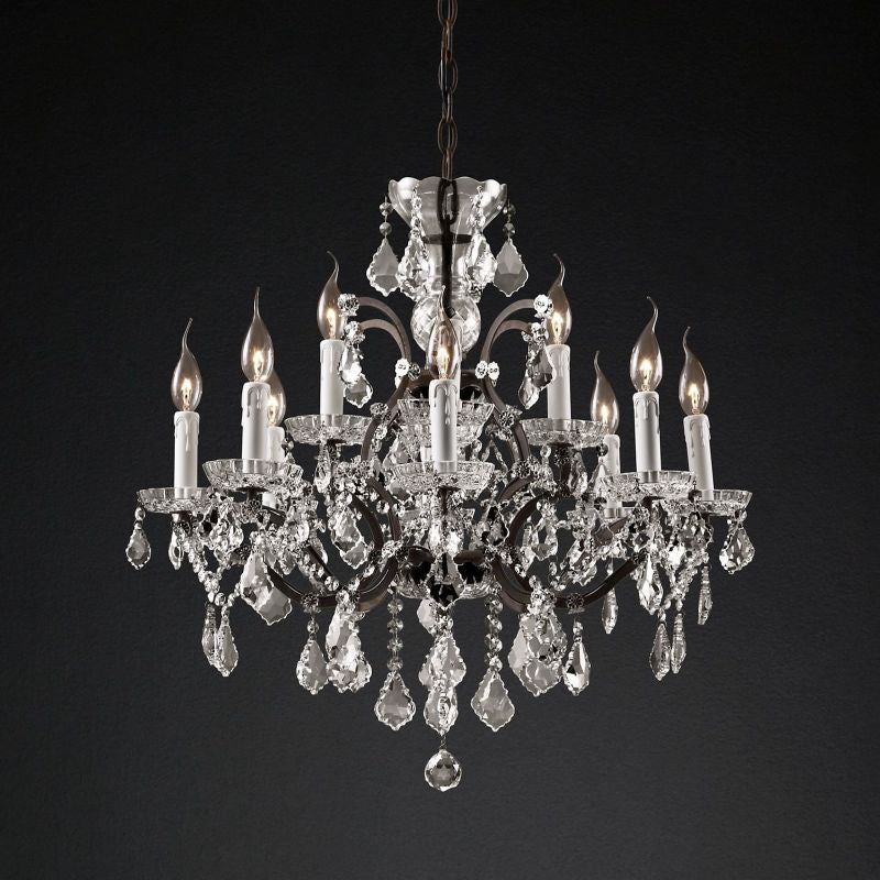 19TH Rococo Crystal Round Chandelier 28"-MEET LIGHTING