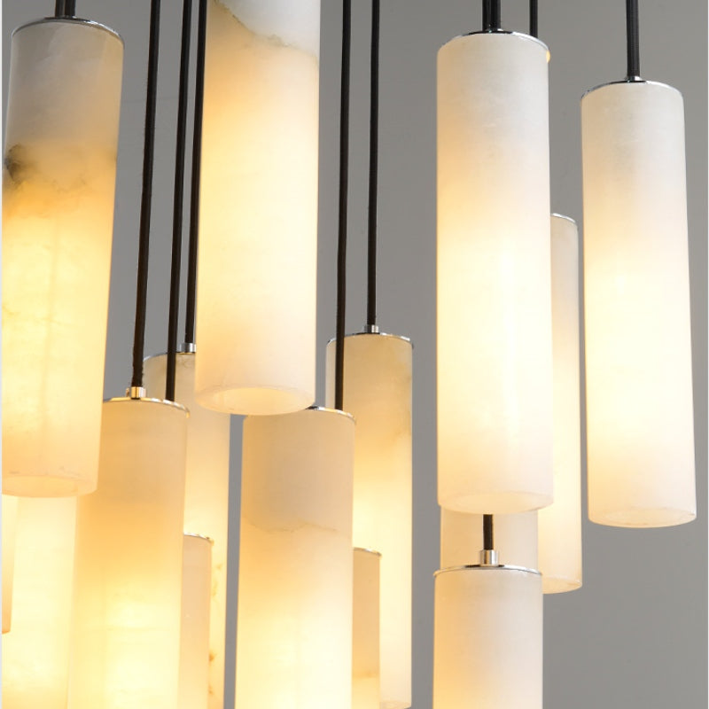 Alabaster Modern Cylindrical Chandelier