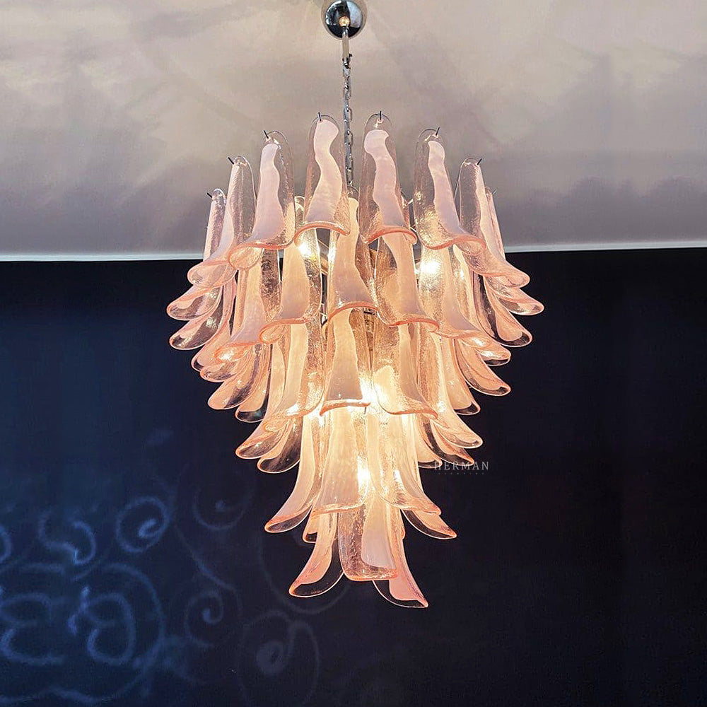 Murano Chandelier – 52 petals – Pink