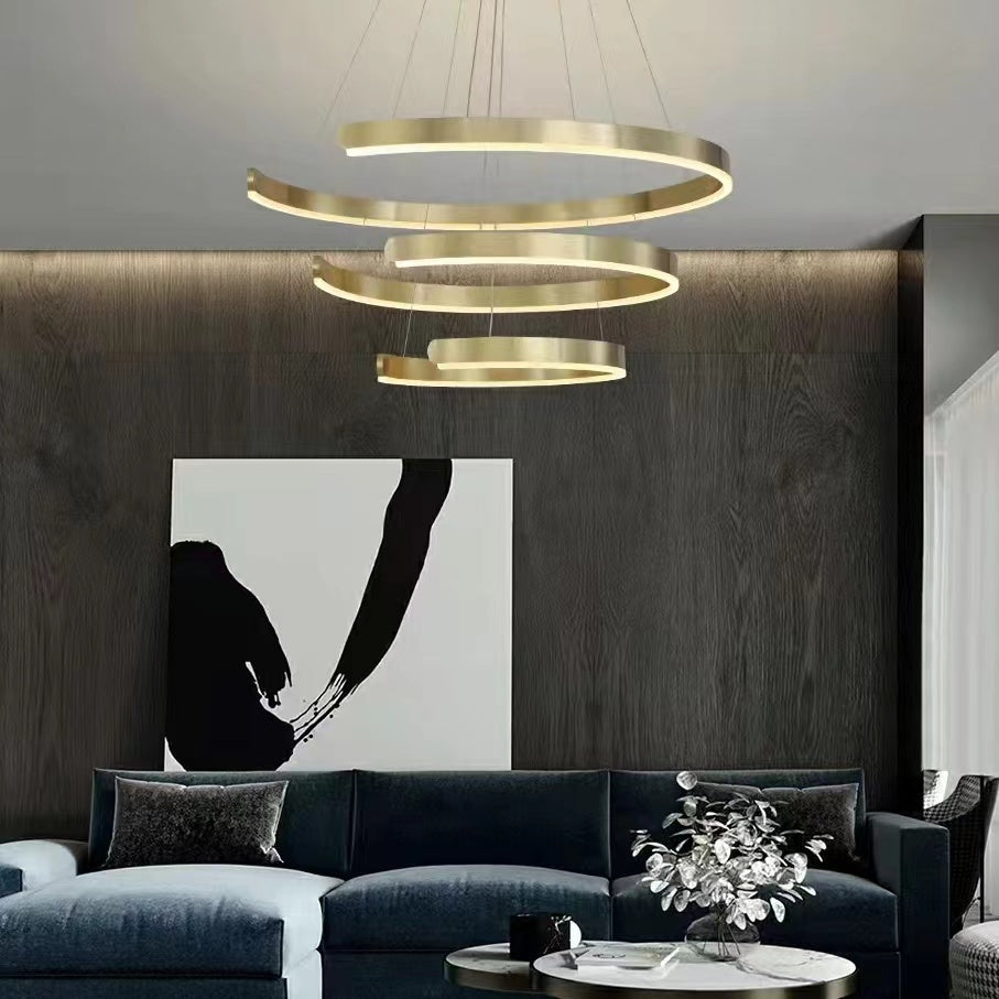 Gold Ring LED Chandelier Light With Wrought Iron Accents For Living Room-MEET LIGHTING
