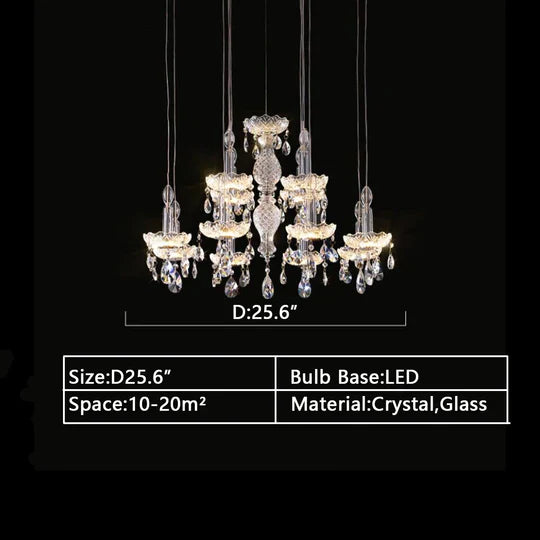 French Romantic Candle Crystal Chandelier White Modern Art Creative Pendant Light For Living Room/Dining Room/Bedroom-MEET LIGHTING
