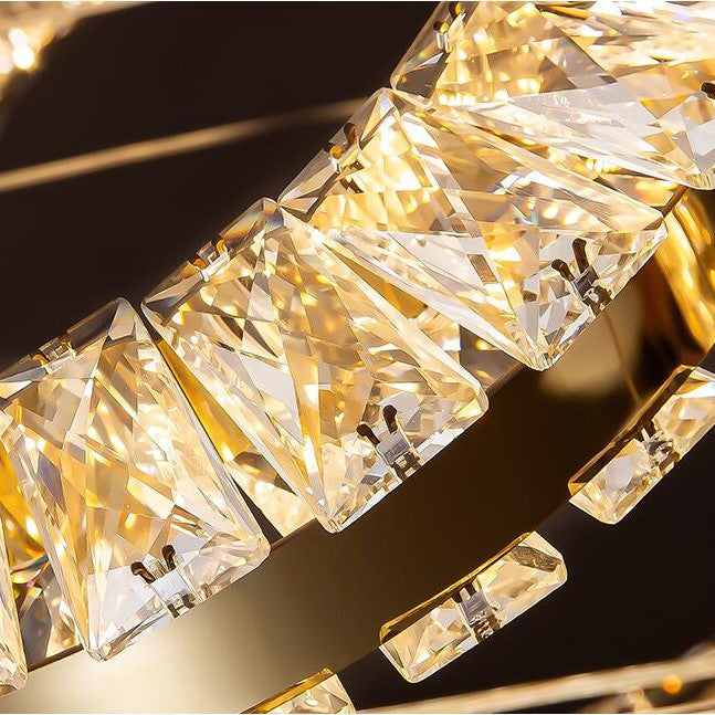 Modern Multi Gold Donuts Shape Crystal Chandelier Ring Round Light Fixture for Foyer Staircase/ Living Room/ Bar/ Hotel Lobby/ Entryway/ LOFT-MEET LIGHTING