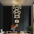 Modern Multi Gold Donuts Shape Crystal Chandelier Ring Round Light Fixture for Foyer Staircase/ Living Room/ Bar/ Hotel Lobby/ Entryway/ LOFT-MEET LIGHTING