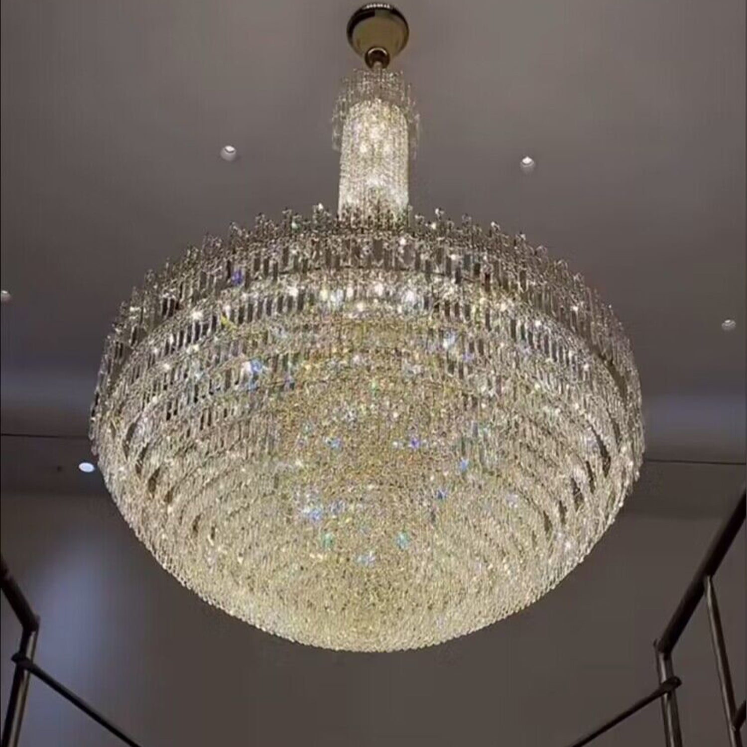 Luxury Oversized Gold European Pagoda-inspired Crystal Chandelier for Foyer/Staircase/Hallway/Entryway-MEET LIGHTING