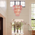 Alabaster Pink 48-Tube Murano Glass Chandelier